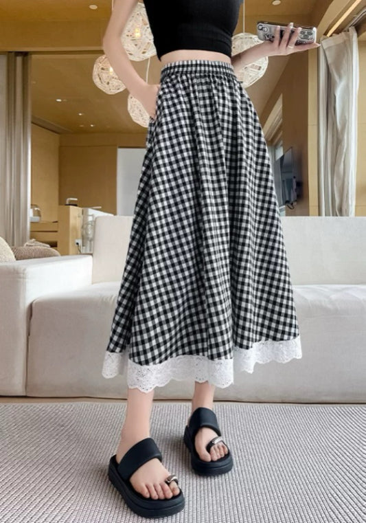 格仔蕾絲半裙