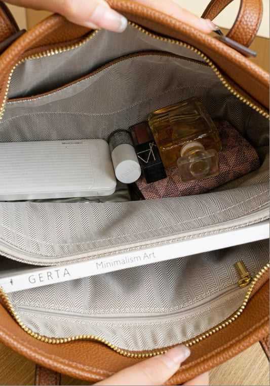 撞色格子托特袋