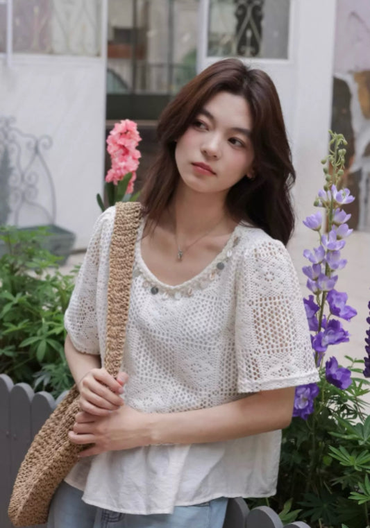 假兩件網格上衣