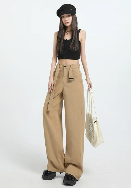 卡其直筒褲