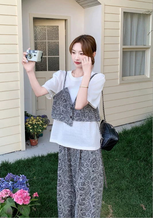 假兩件花紋套裝