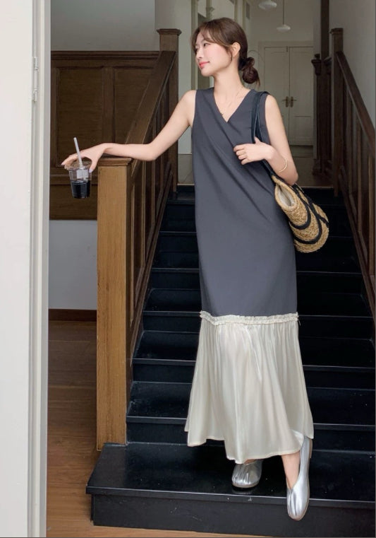 天絲拼接背心裙