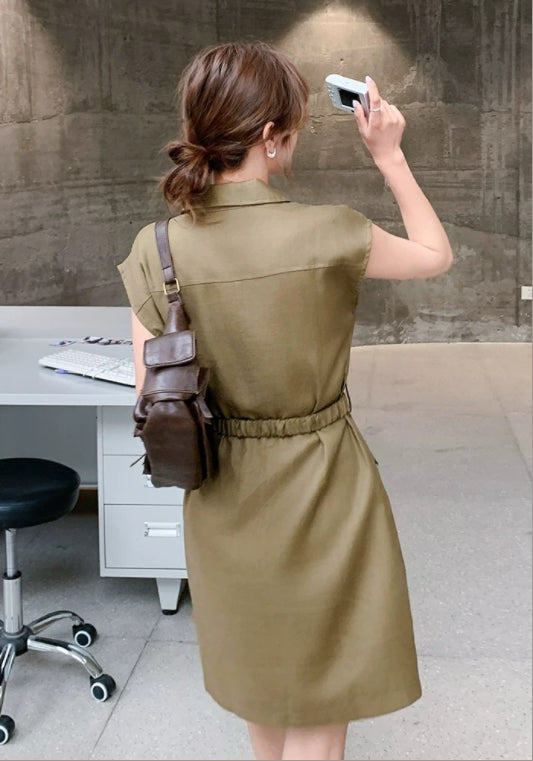 卡其工裝裙