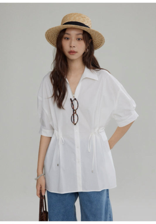 收腰抽繩襯衫