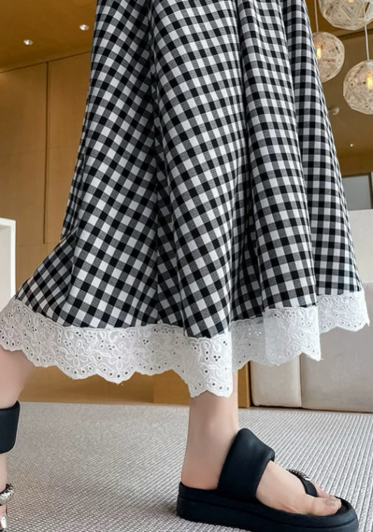 格仔蕾絲半裙