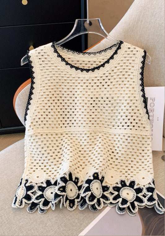 小花編織背心