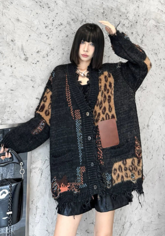 拼接設計毛衣開衫